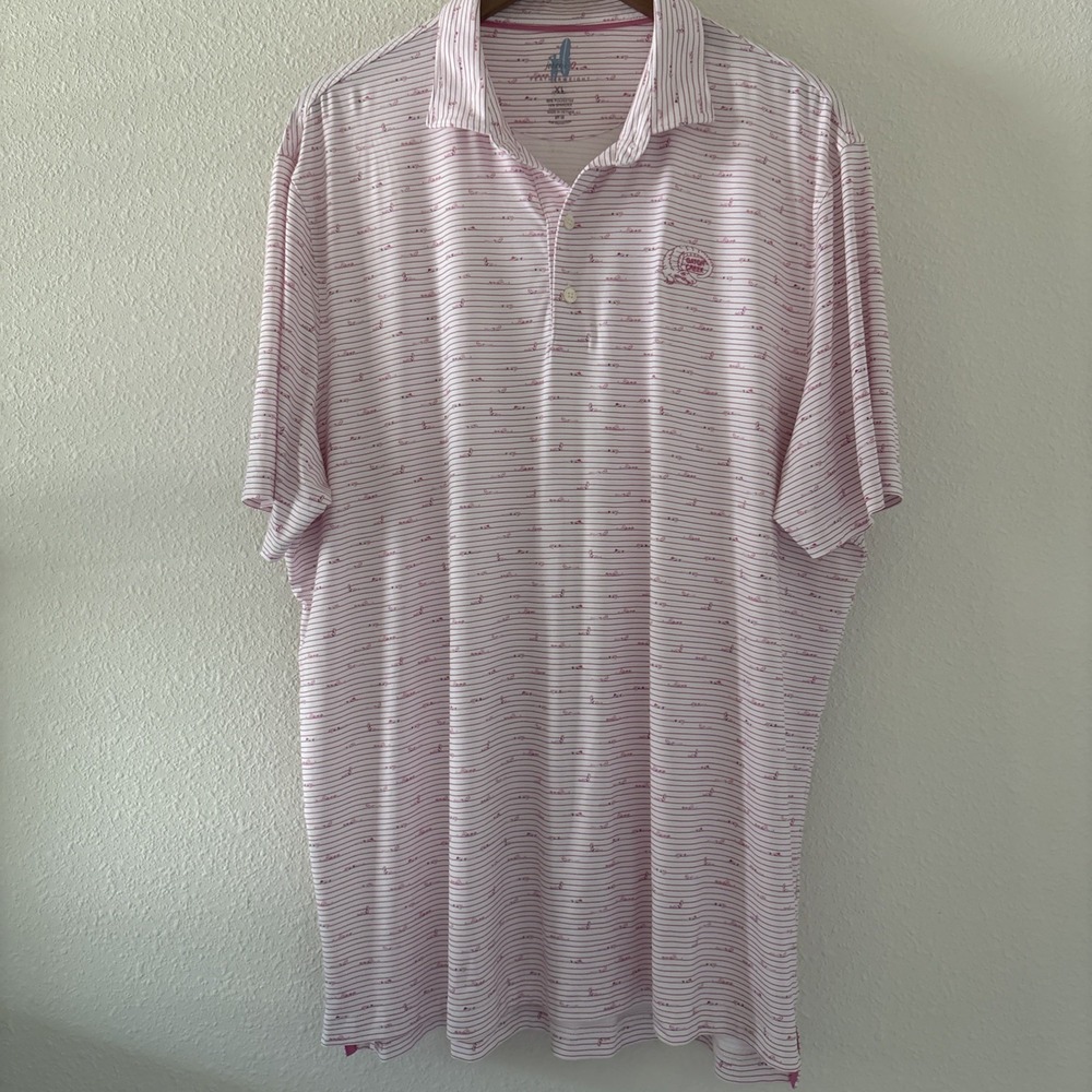 Johnnie O Featherweight Polo Bathing Beauty UPF 50 Stripes XL Gator Creek Pink